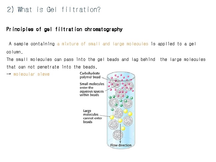 2) What is Gel filtration? Principles of gel filtration chromatography A sample containing a