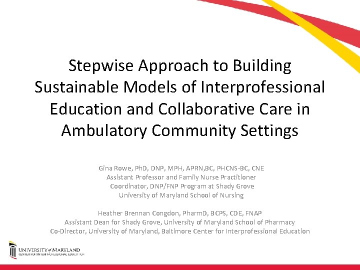 Stepwise Approach to Building Sustainable Models of Interprofessional Education and Collaborative Care in Ambulatory
