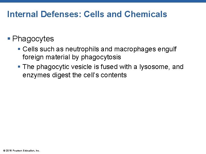 Internal Defenses: Cells and Chemicals § Phagocytes § Cells such as neutrophils and macrophages