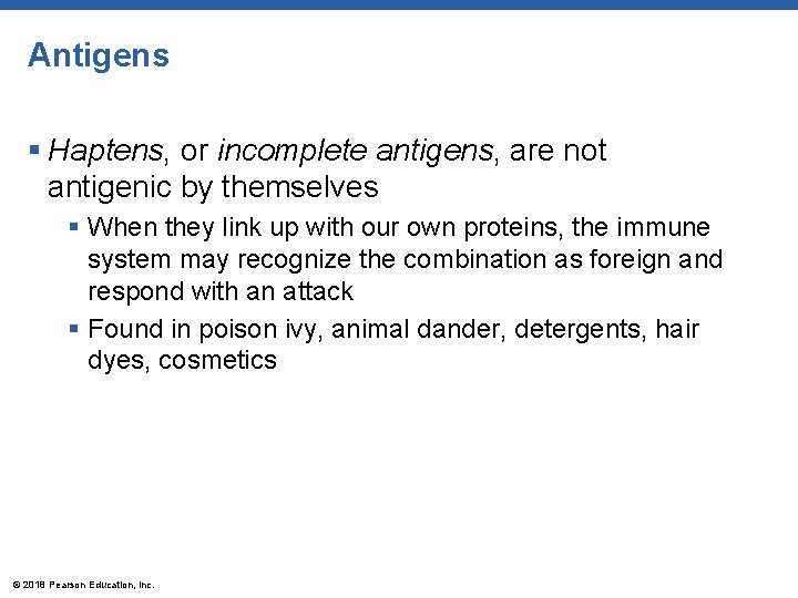 Antigens § Haptens, or incomplete antigens, are not antigenic by themselves § When they