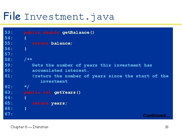 File Investment. java 53: 54: 55: 56: 57: 58: 59: 60: 61: 62: 63: