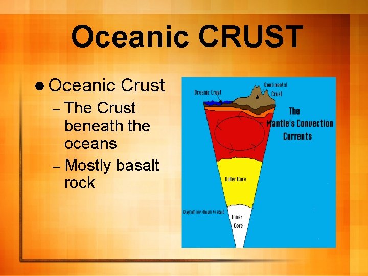 Oceanic CRUST l Oceanic Crust The Crust beneath the oceans – Mostly basalt rock