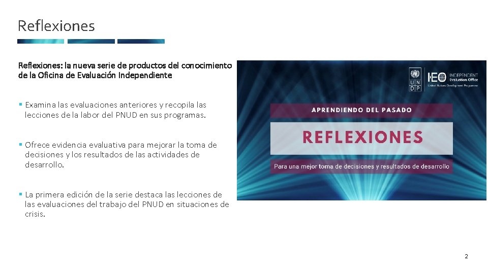 Reflexiones: la nueva serie de productos del conocimiento de la Oficina de Evaluación Independiente