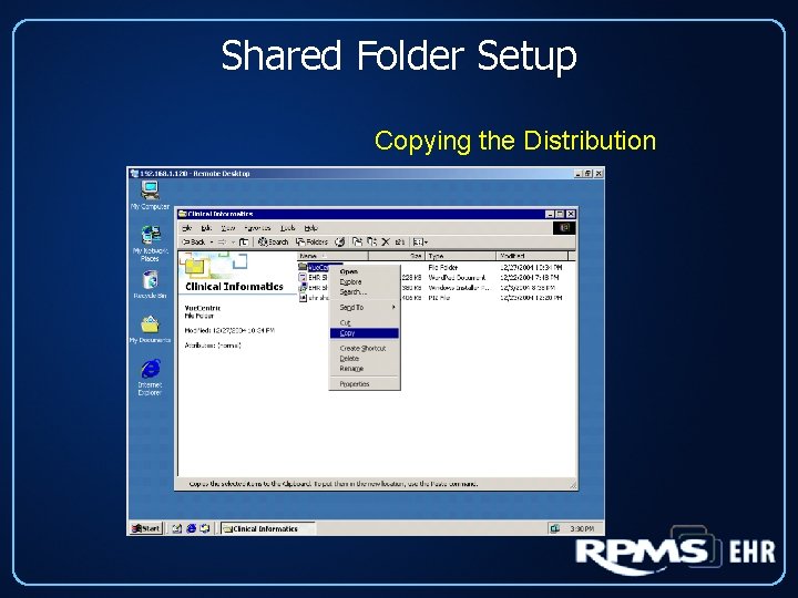 Shared Folder Setup Copying the Distribution 