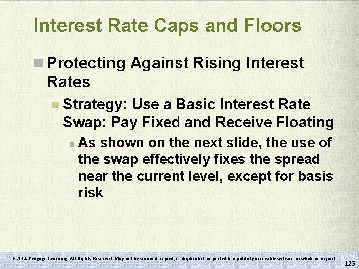 Interest Rate Caps and Floors n Protecting Against Rising Interest Rates n Strategy: Use