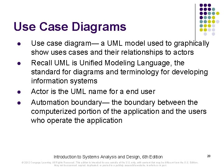 Use Case Diagrams l l Use case diagram— a UML model used to graphically