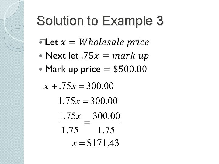 Solution to Example 3 � 