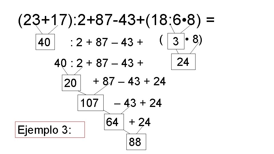 (23+17): 2+87 -43+(18: 6 • 8) = 40 : 2 + 87 – 43