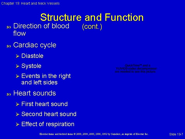 Chapter 19: Heart and Neck Vessels Structure and Function Direction of blood flow (cont.