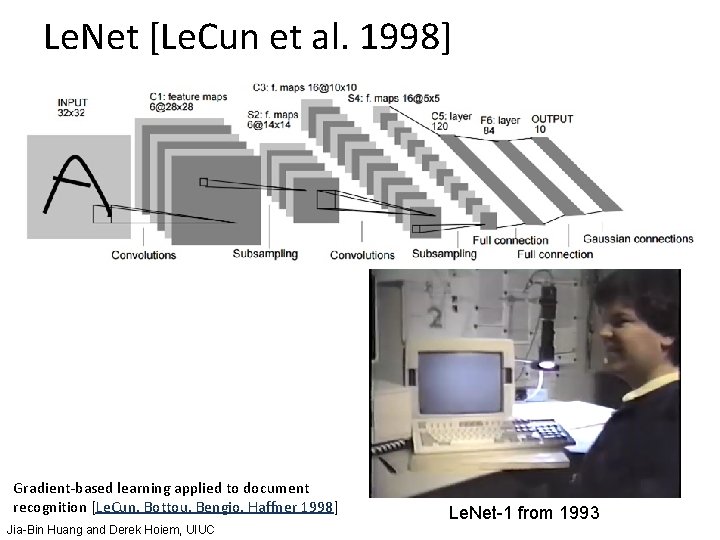 Le. Net [Le. Cun et al. 1998] Gradient-based learning applied to document recognition [Le.
