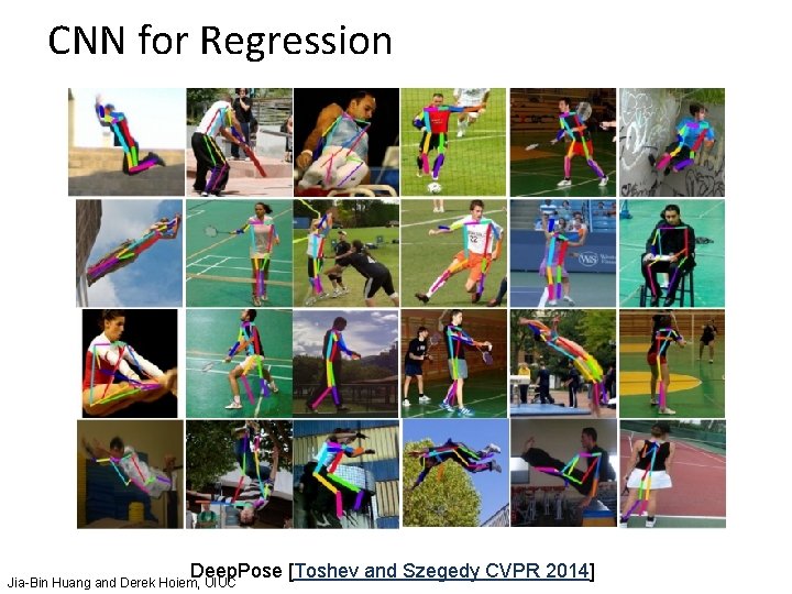 CNN for Regression Deep. Pose [Toshev and Szegedy CVPR 2014] Jia-Bin Huang and Derek