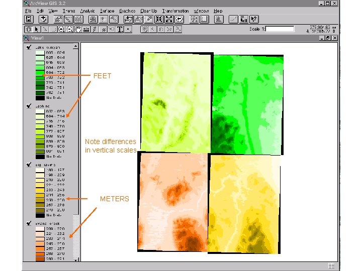 FEET Note differences in vertical scales METERS FEET Note differences in vertical scales METERS