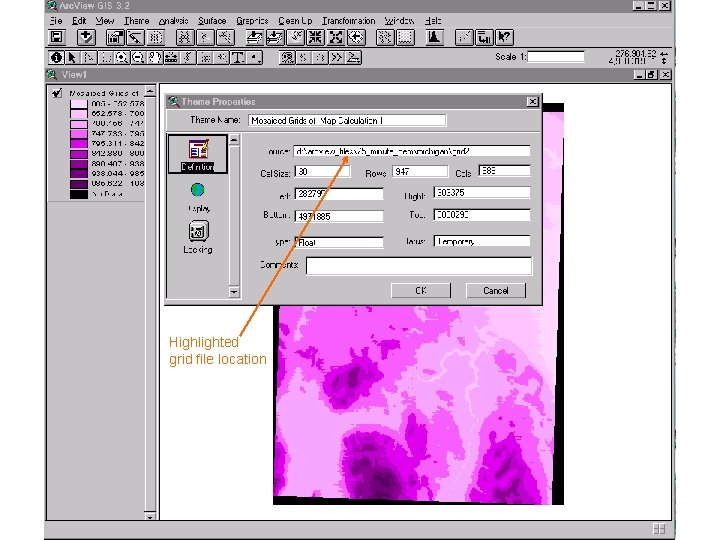 Highlighted grid file location Highlighted grid file location