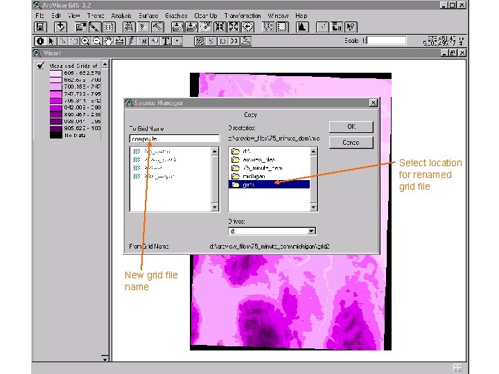 Select location for renamed grid file New grid file name Select location for renamed grid file New grid file name