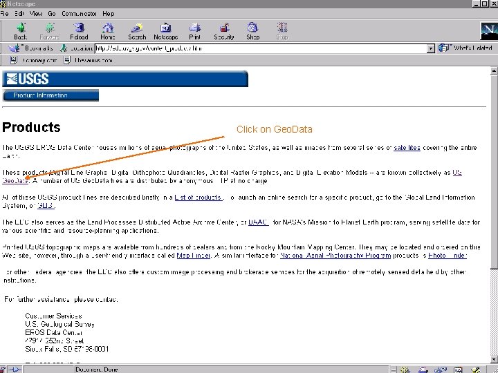 Click on Geo. Data Click on Geo. Data