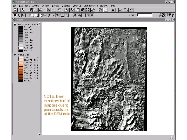 NOTE: lines in bottom half of map are due to poor acquisition of the NOTE: lines in bottom half of map are due to poor acquisition of the