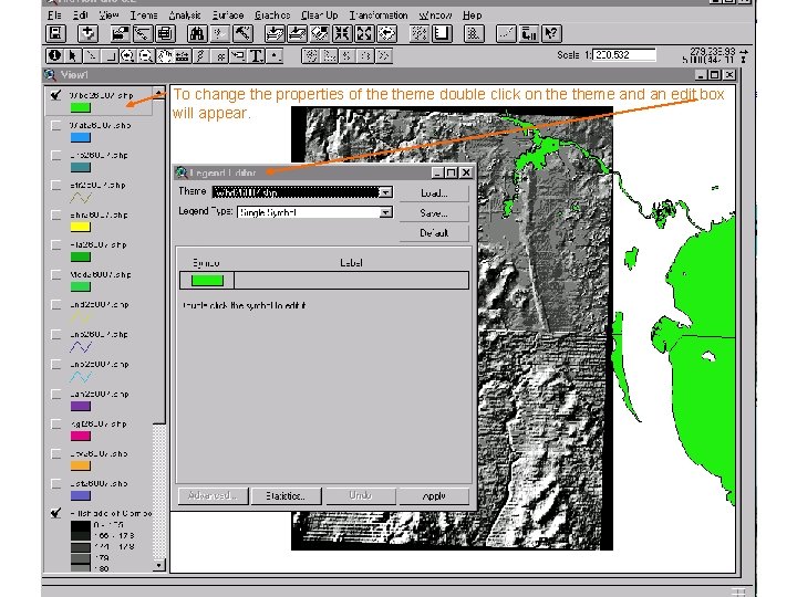 To change the properties of theme double click on theme and an edit box To change the properties of theme double click on theme and an edit box