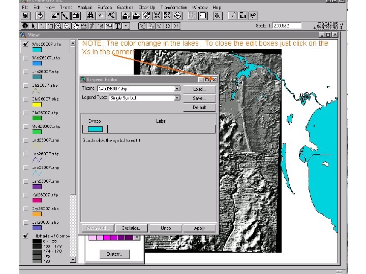 NOTE: The color change in the lakes. To close the edit boxes just click NOTE: The color change in the lakes. To close the edit boxes just click