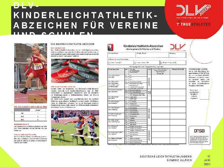 DLVKINDERLEICHTATHLETIKABZEICHEN FÜR VEREINE UND SCHULEN ‚##‘‘‘‘ DEUTSCHE LEICHTATHLETIK-JUGEND DOMINIC ULLRICH 17 JUNI 2021 