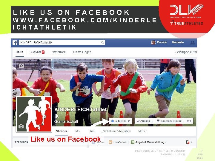 LIKE US ON FACEBOOK WWW. FACEBOOK. COM/KINDERLE ICHTATHLETIK ‚##‘‘‘‘ Like us on Facebook DEUTSCHE