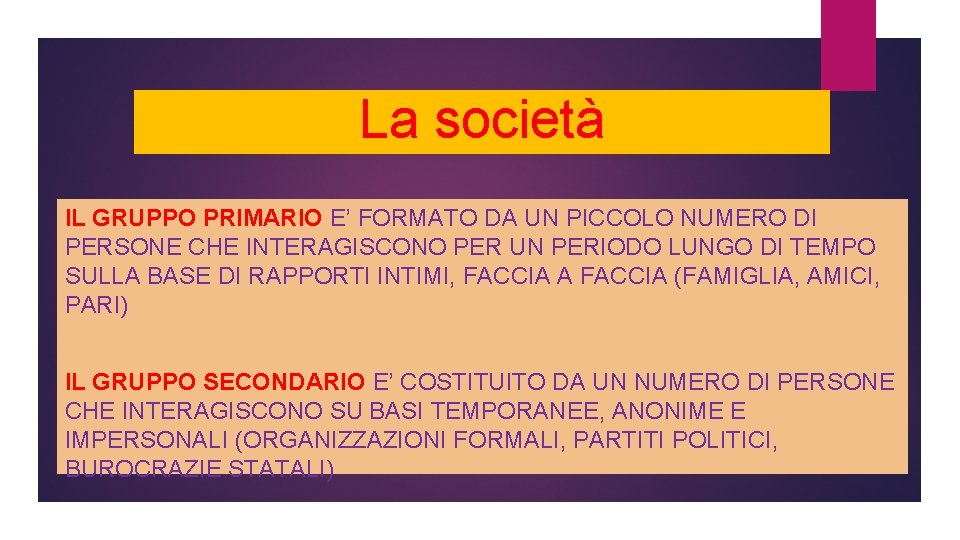 La società IL GRUPPO PRIMARIO E’ FORMATO DA UN PICCOLO NUMERO DI PERSONE CHE