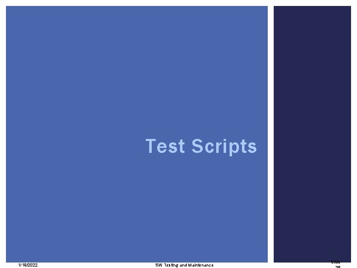 Test Scripts 1/19/2022 SW Testing and Maintenance Slide 