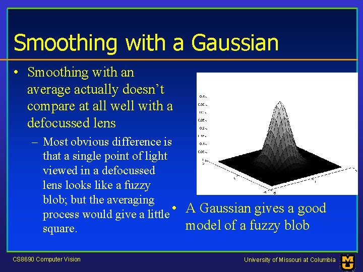 Smoothing with a Gaussian • Smoothing with an average actually doesn’t compare at all