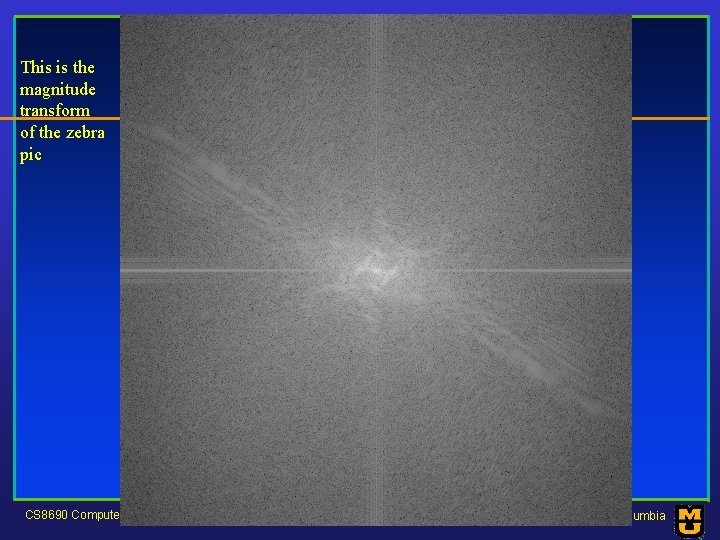 This is the magnitude transform of the zebra pic CS 8690 Computer Vision University