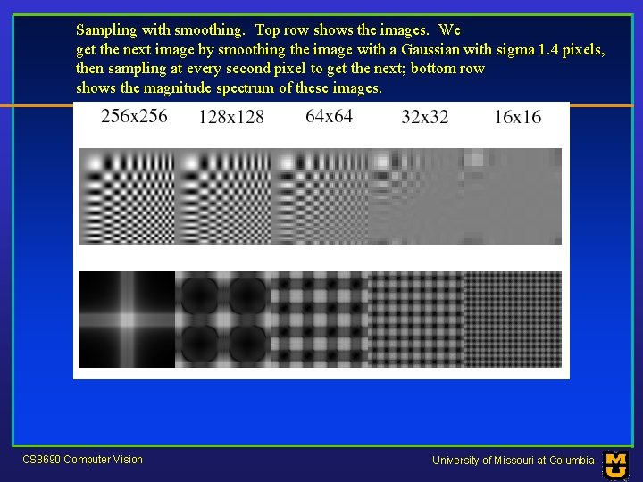 Sampling with smoothing. Top row shows the images. We get the next image by