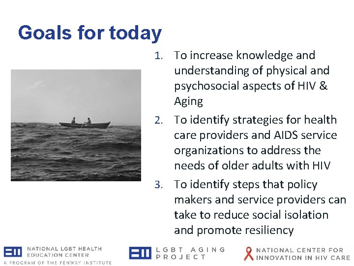 Goals for today 1. To increase knowledge and understanding of physical and psychosocial aspects Goals for today 1. To increase knowledge and understanding of physical and psychosocial aspects