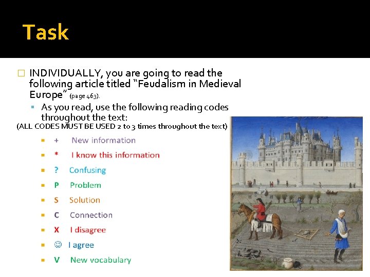 Task � INDIVIDUALLY, you are going to read the following article titled “Feudalism in