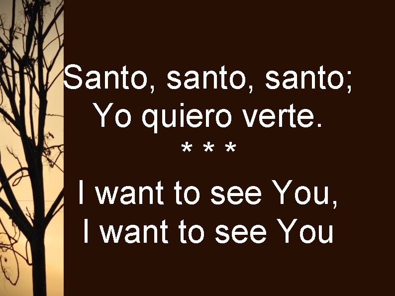 Santo, santo; Yo quiero verte. *** I want to see You, I want to