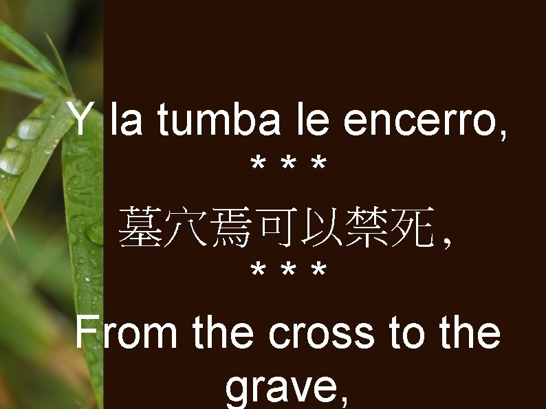 Y la tumba le encerro, *** 墓穴焉可以禁死, *** From the cross to the grave,