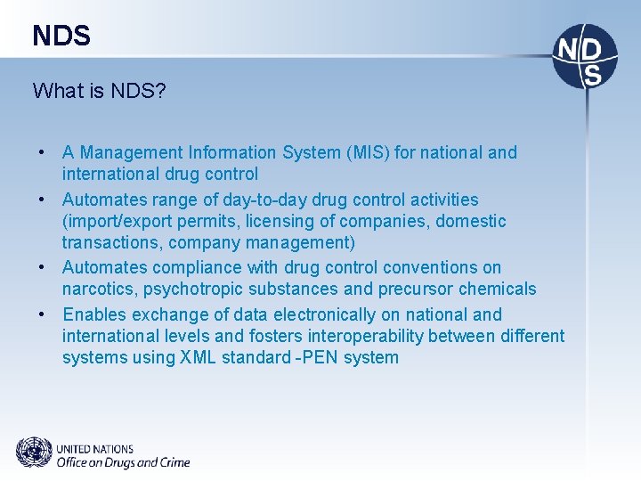 NDS UNODC United Nations Office on Drugs and