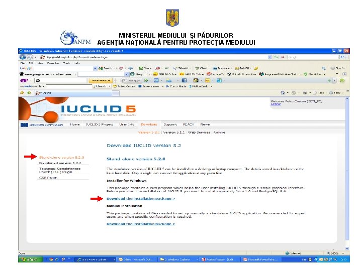 MINISTERUL MEDIULUI ŞI PĂDURILOR AGENŢIA NAŢIONALĂ PENTRU PROTECŢIA MEDIULUI 