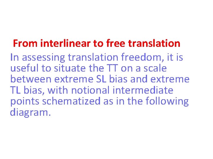 From interlinear to free translation In assessing translation freedom, it is useful to situate