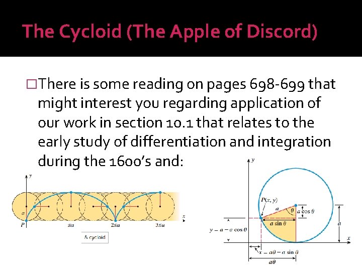 The Cycloid (The Apple of Discord) �There is some reading on pages 698 -699