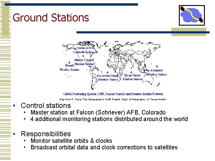 Ground Stations Map from P. Dana, The Geographer's Craft Project, Dept. of Geography, U.