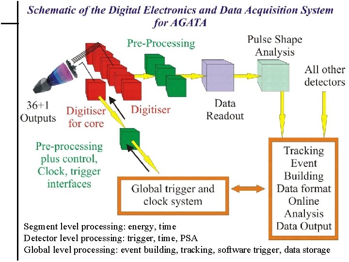 Segment level processing: energy, time Detector level processing: trigger, time, PSA Global level processing: