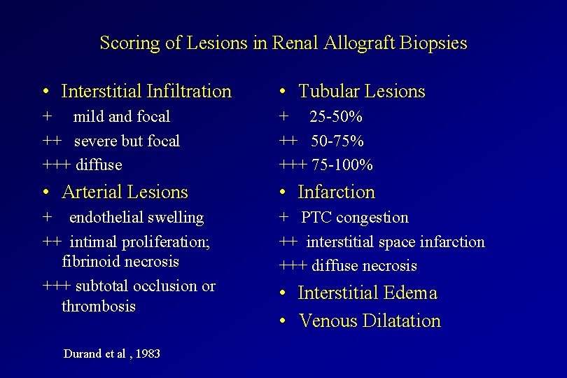 Scoring of Lesions in Renal Allograft Biopsies • Interstitial Infiltration • Tubular Lesions +