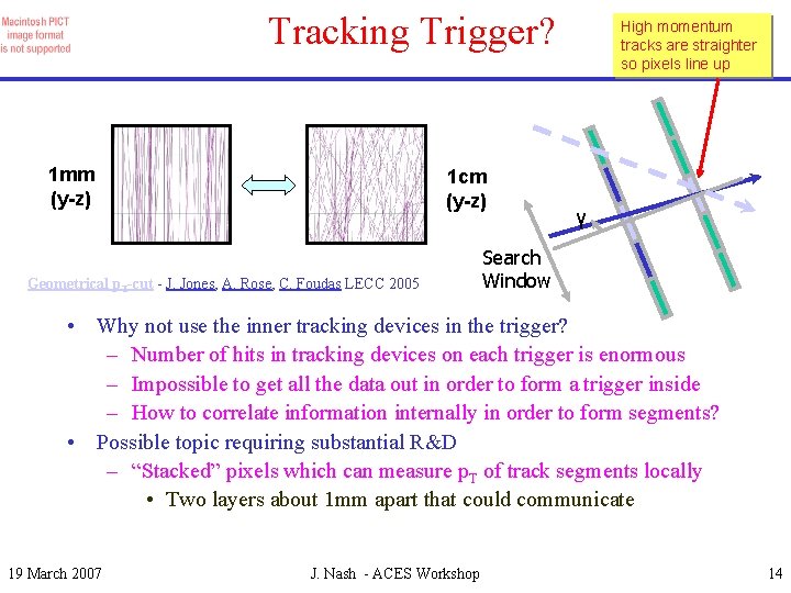 Tracking Trigger? 1 mm (y-z) 1 cm (y-z) Geometrical p. T-cut - J. Jones,
