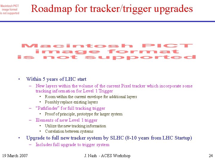 Roadmap for tracker/trigger upgrades • Within 5 years of LHC start – New layers