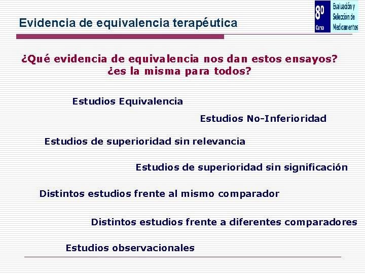 Evidencia de equivalencia terapéutica ¿Qué evidencia de equivalencia nos dan estos ensayos? ¿es la