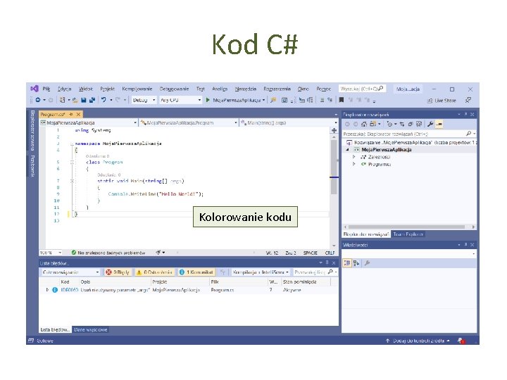 Kod C# Kolorowanie kodu 