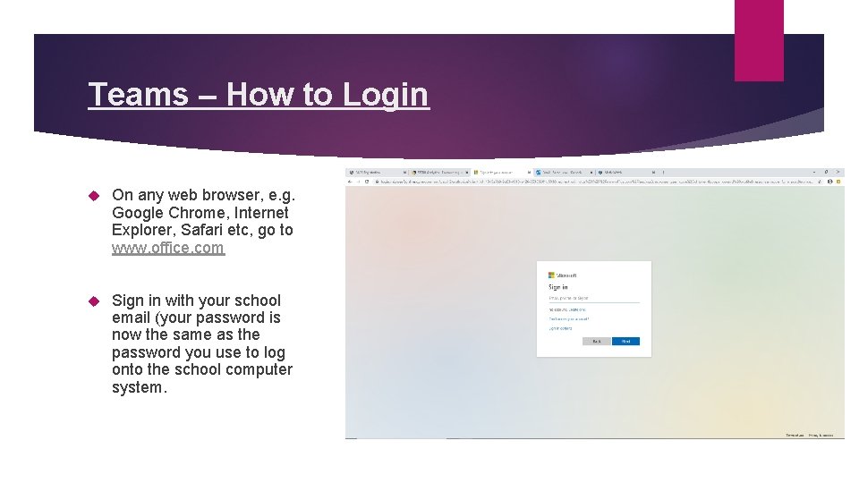 Teams – How to Login On any web browser, e. g. Google Chrome, Internet