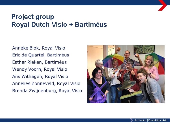 Project group Royal Dutch Visio + Bartiméus 