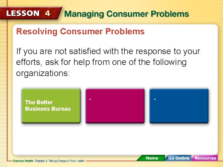 Resolving Consumer Problems If you are not satisfied with the response to your efforts,