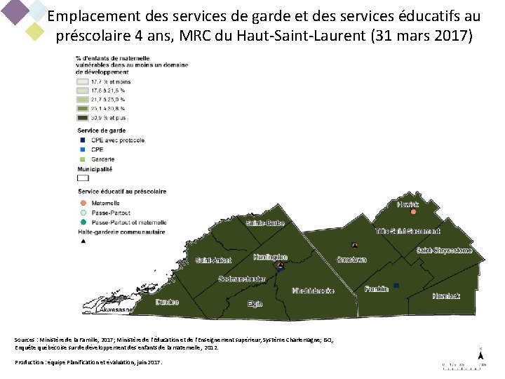 Emplacement des services de garde et des services éducatifs au préscolaire 4 ans, MRC