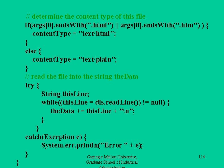 } // determine the content type of this file if(args[0]. ends. With(". html") ||