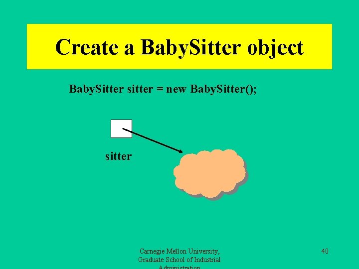 Create a Baby. Sitter object Baby. Sitter sitter = new Baby. Sitter(); sitter Carnegie